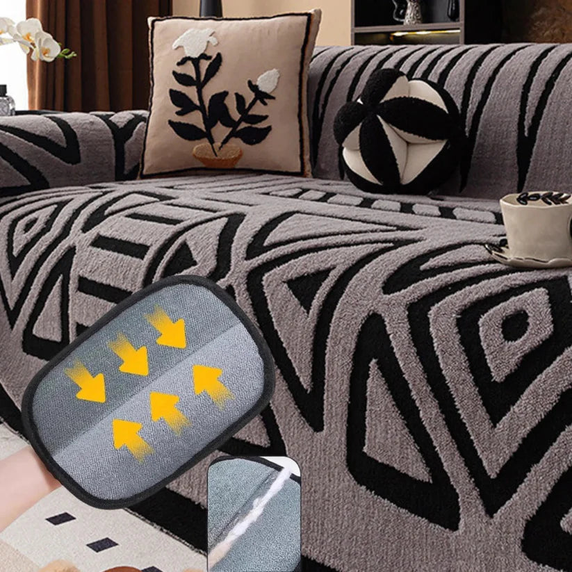 Housse de canapé en peluche douce et antidérapante